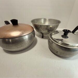 Vintage Wear Ever Pots and Colander 1960s